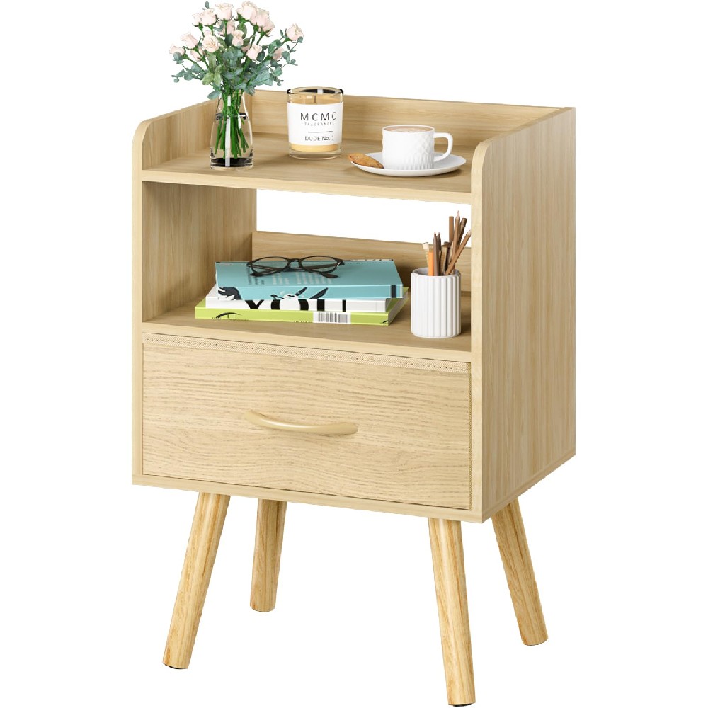 Night Stand with Fabric Drawer, Modern Nightstand, Bedside Tables