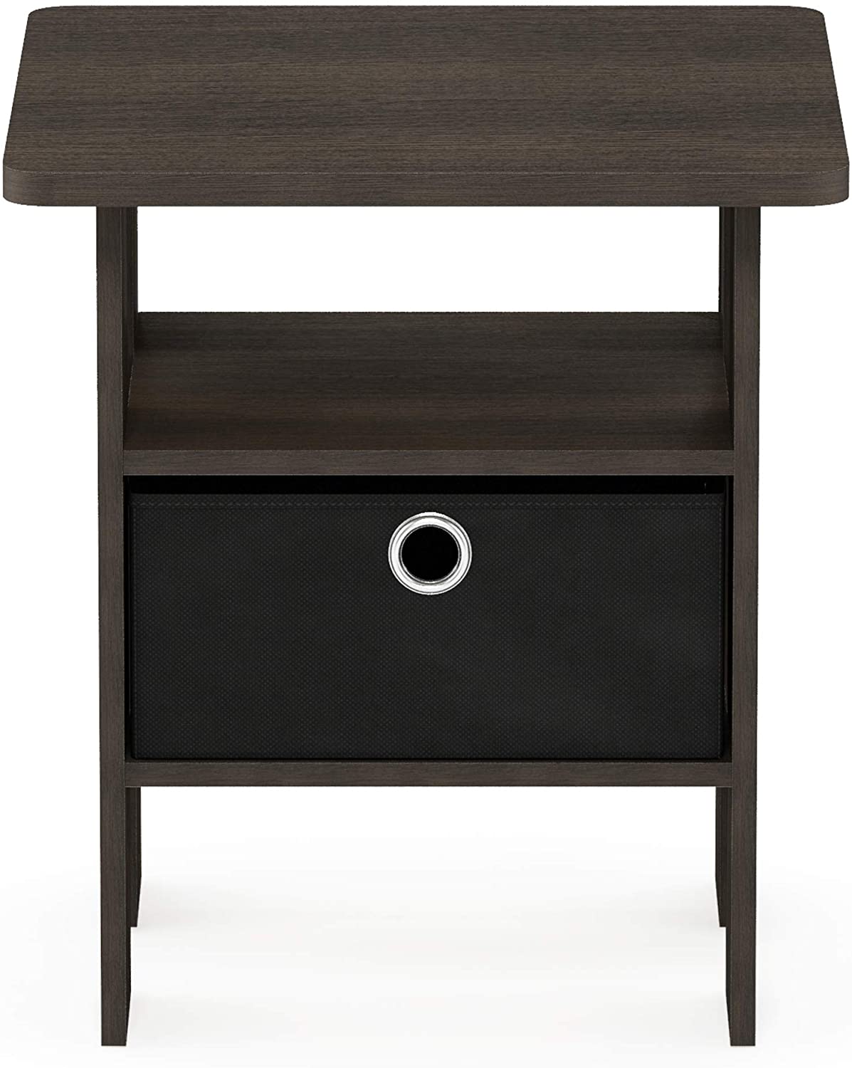 Side Tables: Night Stand w/Bin Drawer, Dark Brown/Black